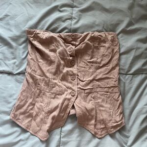 Wild Fable Light Brown Button-Front Cargo Tube Top